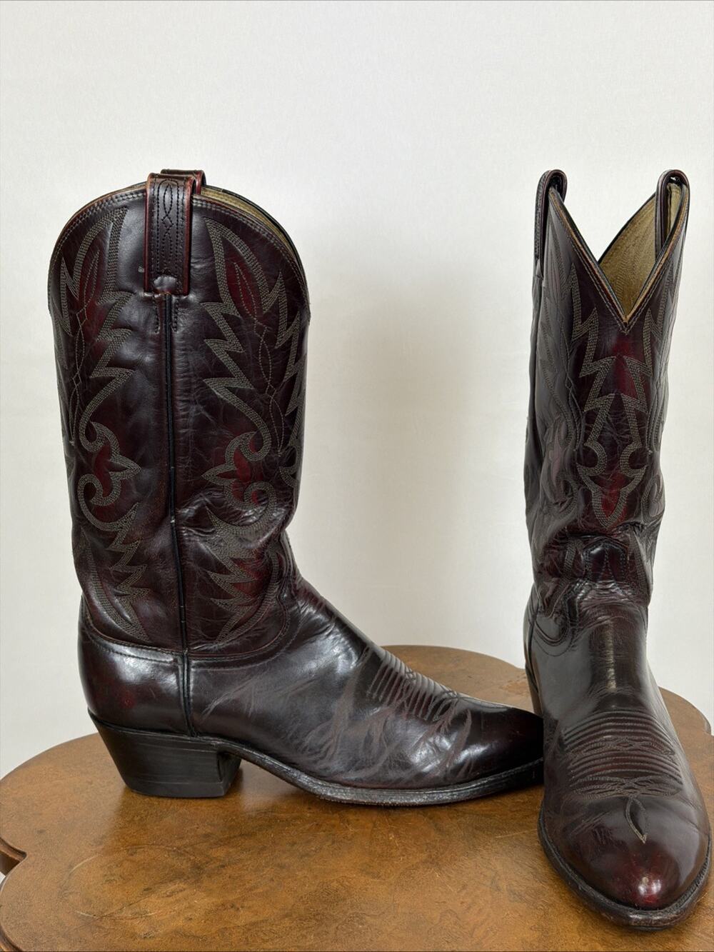 Dan Post Men's Burnished Burgundy Leather Western Cowboy Boots Size 8.5